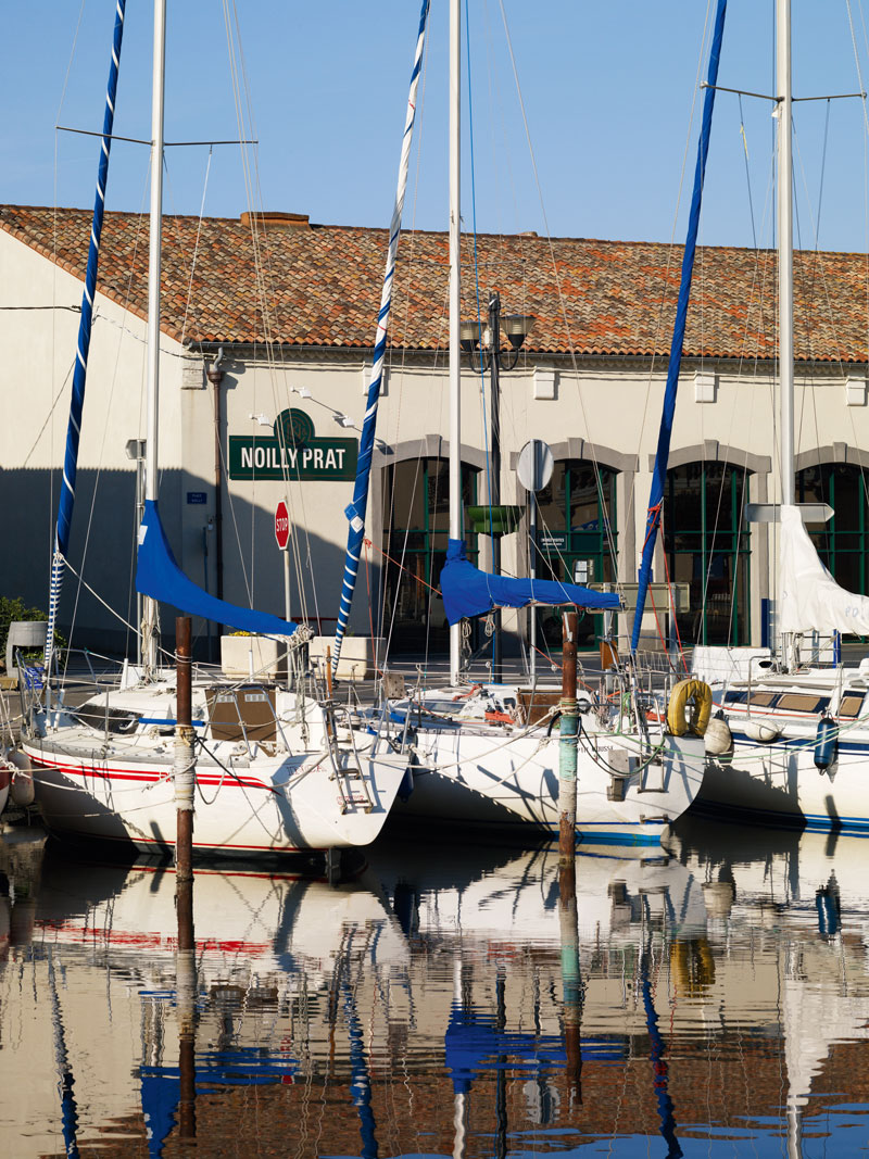 A picturesque harbour, bathed in soft light, with moored boats gently rocking to the rhythm of the waves, reflecting the tranquillity and charm of the Mediterranean coast.